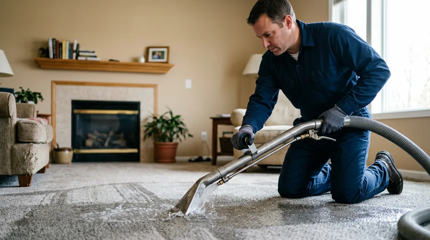 Water damage restoration technician working near Powhatan Point, OH